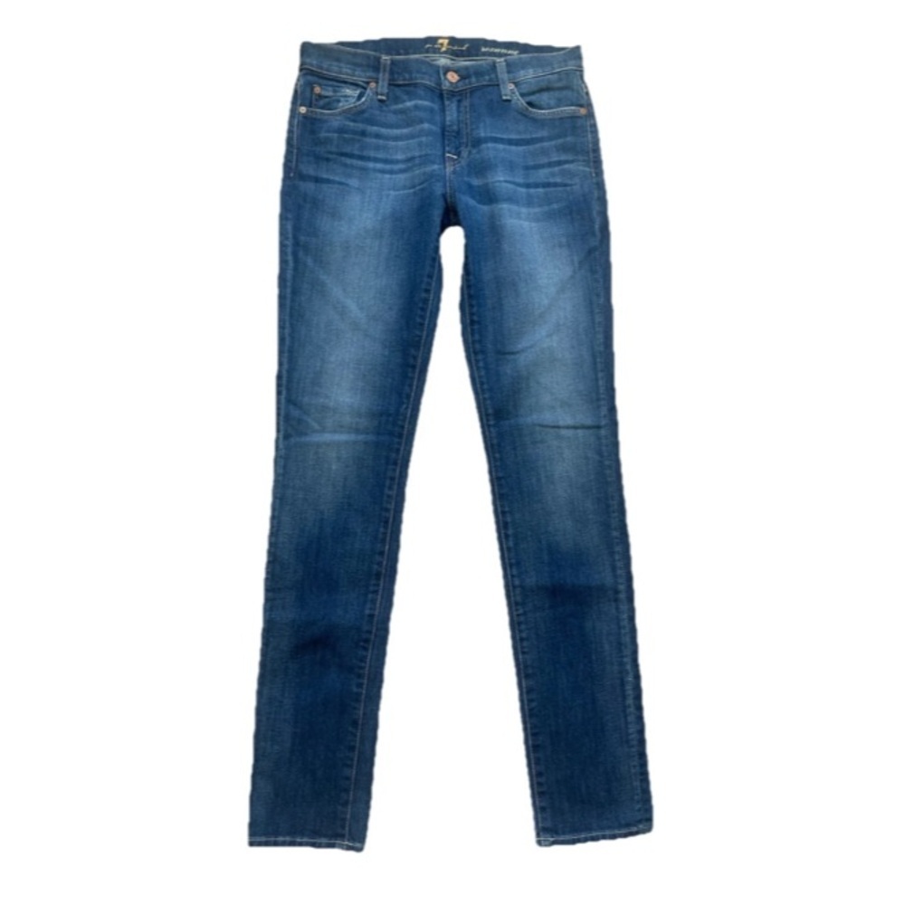 7 For All Mankind Roxanne Slim Straight Cigarette Jeans Sz 28x33 Blue Dark Wash